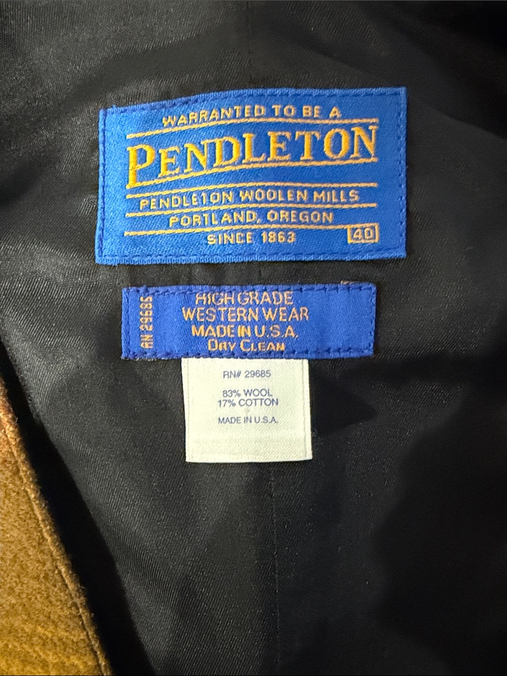 Pendleton Black and Mustard Southwestern Wool Vest - Picture 2 of 5